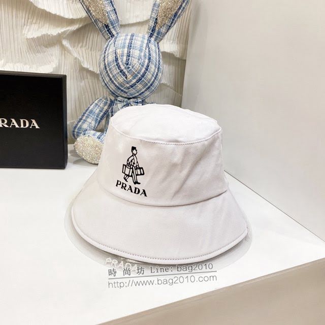 Prada女士帽子 普拉達網紗邊拼接材質漁夫帽遮陽帽  mm1194